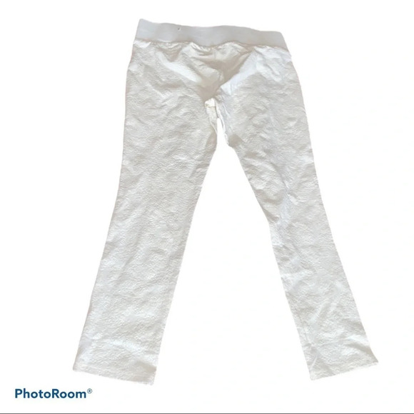 One 5 One white textured ankle cropped Elastic waisted pants Sz L - Picture 16 of 16